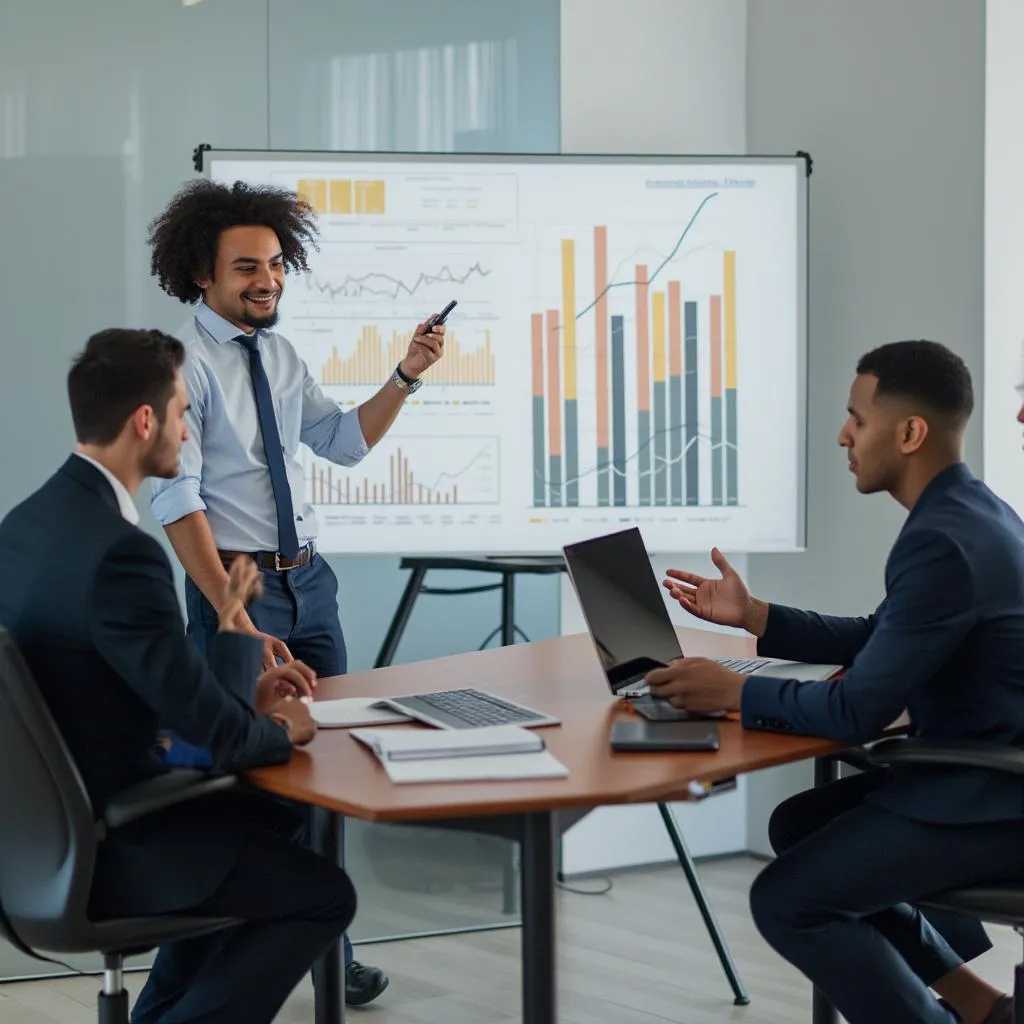 Consultores de FinanCol con cliente corporativo