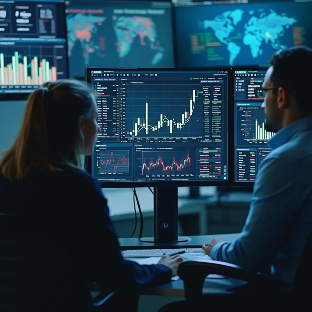 Equipo de análisis financiero en acción